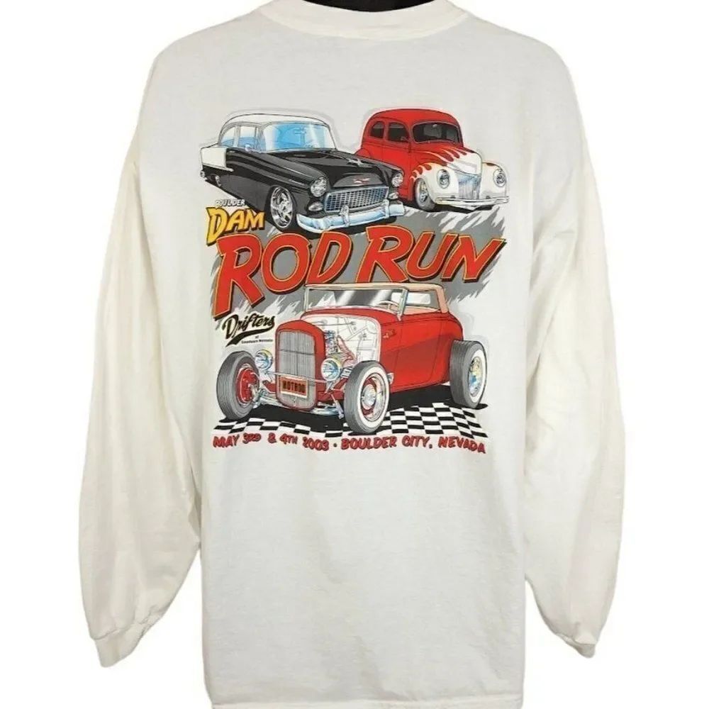 Boulder Dam Rod Run Drifters T Shirt Vintage Y2K 2003 Hot Rod Car Show Mens 2XL